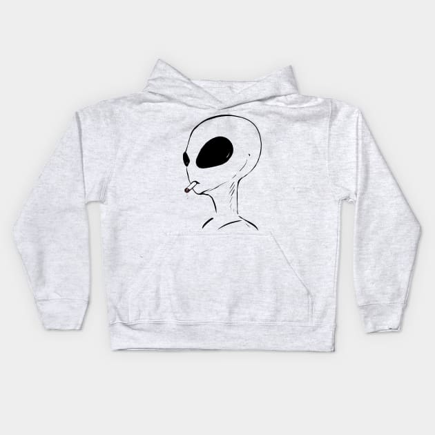 smoking alien Kids Hoodie by randomship